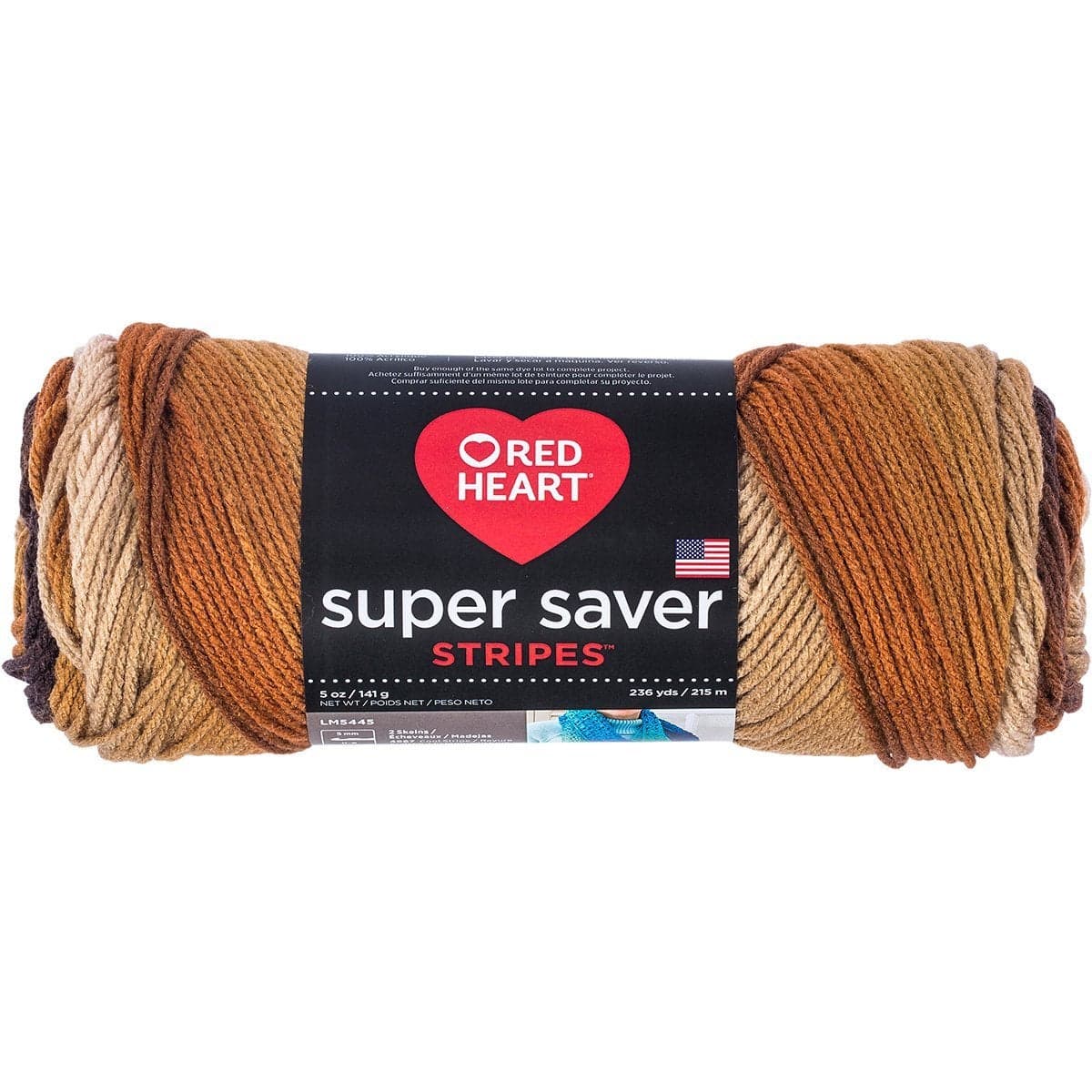 RED HEART Super Saver yarn Latte Stripe