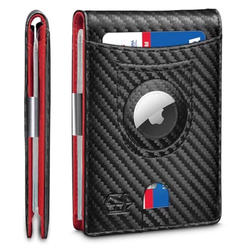 Zitahli AirtagWalletMensSlimRFID Blocking Wallet Leather with Money Clip Air Tag Wallet Card Holder Bifold Gifts for Men