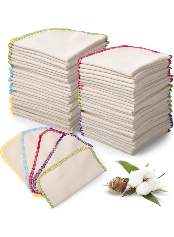 Mimorou 45 Pcs Flannel Cloth Baby Wipes Reusable Baby Diapers Wipes Washable Natural Unbleached Baby Face Wipes Soft and Sturdy Cloth Wipes