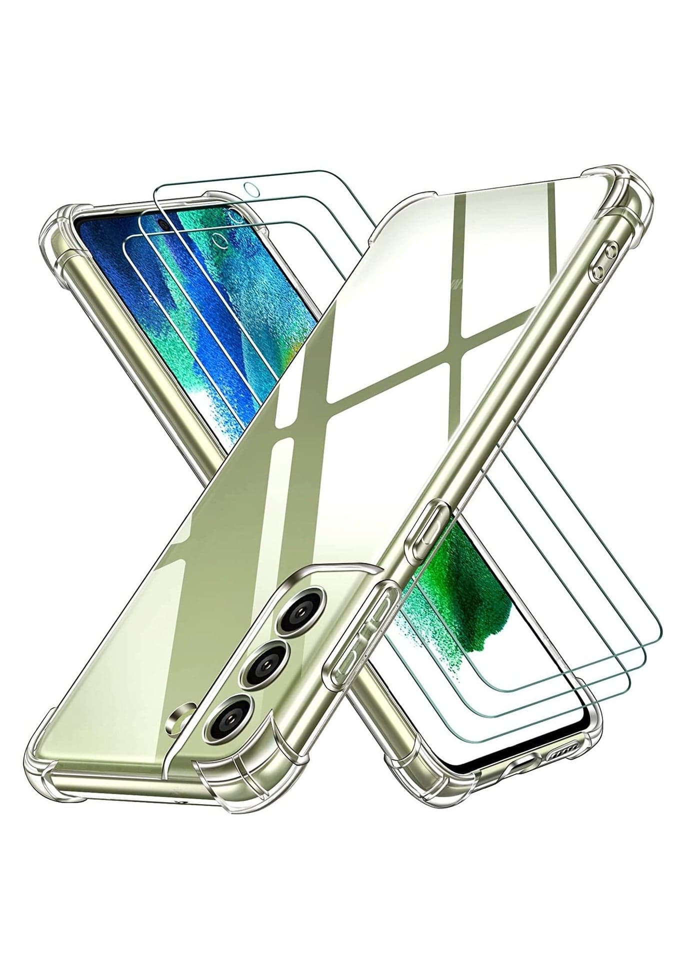 Samsung Galaxy S21 FE Clear Silicone Case, Transparent Soft TPU Shockproof Protective Back Cover, Slim Anti-Scratch Phone Case with Camera Protection