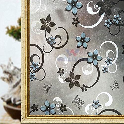 WALLTON Privacy Vinyl Frosted Window Film Glass Sticker Self-Adhesive Film Tint Wallpaper Opaque Sheet for Glass Privacy Cover Window, Door, Office, Home.| Anti-UV. (24x36 Inch, Shinny Stones)