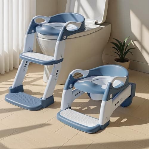 Wanchouse 3in1 Potty Training Seat Training Toilet Potty Chair Height AdjustableToddler Toilet Seat for Kids Foldable Potty Training Toilet with Splash Guard AntiSlip Steps