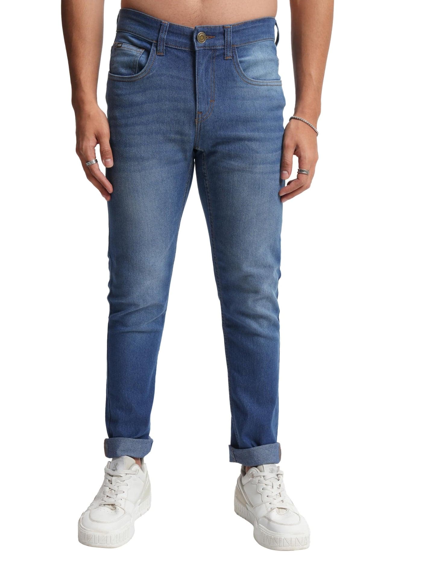 Highlander Men’s Straight-Fit Mid-Rise Jeans | Light Fade | Stretch Cotton | Everyday Essential