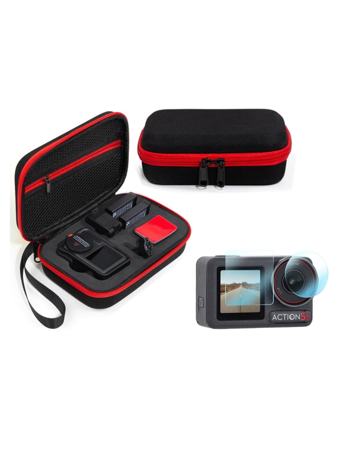 Carrying Case for DJI Osmo Action 5 Pro Camera Portable Travel Bag Protective Handbag Storage Bag for DJI Osmo Action 5 Pro Sport Camera Accessories (Black)