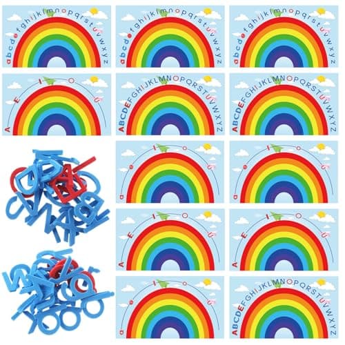 Geyee 6 Pcs Double Sided Rainbow Alphabet Arc Mats Colorful Foam Abc Letters and Arc Mats for Alphabet Recognition Activity Abc Learning Toys for Kindergarten Preschool Baby Toddlers Kids