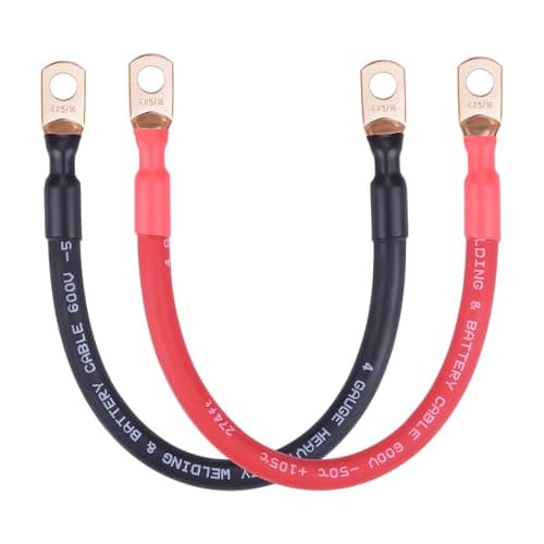 iGreely 4 Gauge Battery CableFlexible 4 AWG Pure Copper Battery Power Cables with 516 Lugs Heavy Duty Welding Wire for Solar Automotive RV MarineDIY for Replacement Parts Accessories 1ft30cm