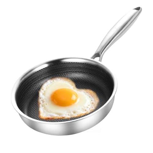 DELARLO 8 inch Tri-Ply Stainless Steel Omelette Pans Nonstick Ceramic Frying Pan, 8" Small Egg Pan Durable Chef's Pan, Induction Kitchen Skillets, Compatible with All Cooktops
