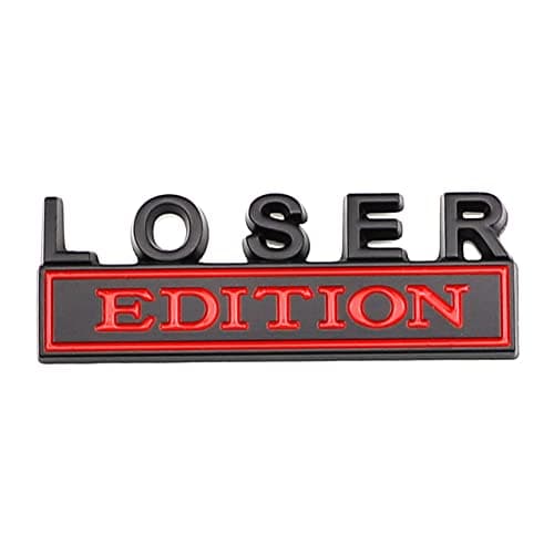 Loser Edition Emblem Car Side Rear Front Hood Trunk Door Badge 3D Decal Sticker Fit for Car Truck SUV Loser Black Red