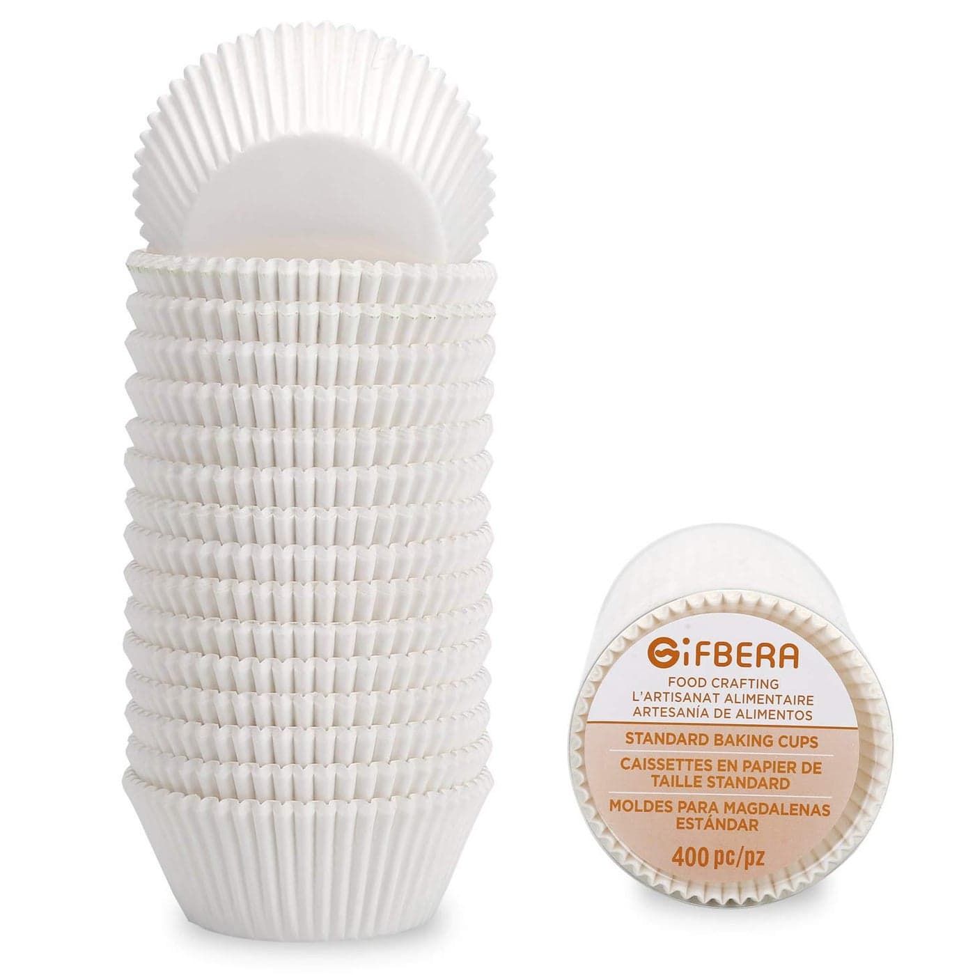 Gifbera White Cupcake Liners Standard Muffin Cups 400Count Unbleached Greaseproof Paper No Smell