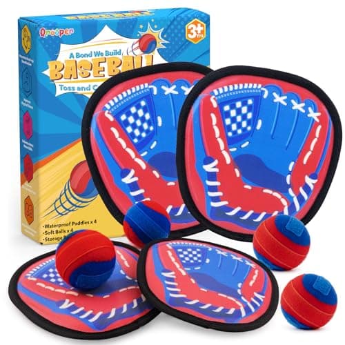 Qrooper Toss and Catch Game Ball Set Toddler Toys for 3 4 5 6 7 8 Year Old Boys Girls Easter Basket Stuffers Yard Games Beach Pool Outdoor Toys for Kids Ages 48 Birthday Gift Baseball Glove