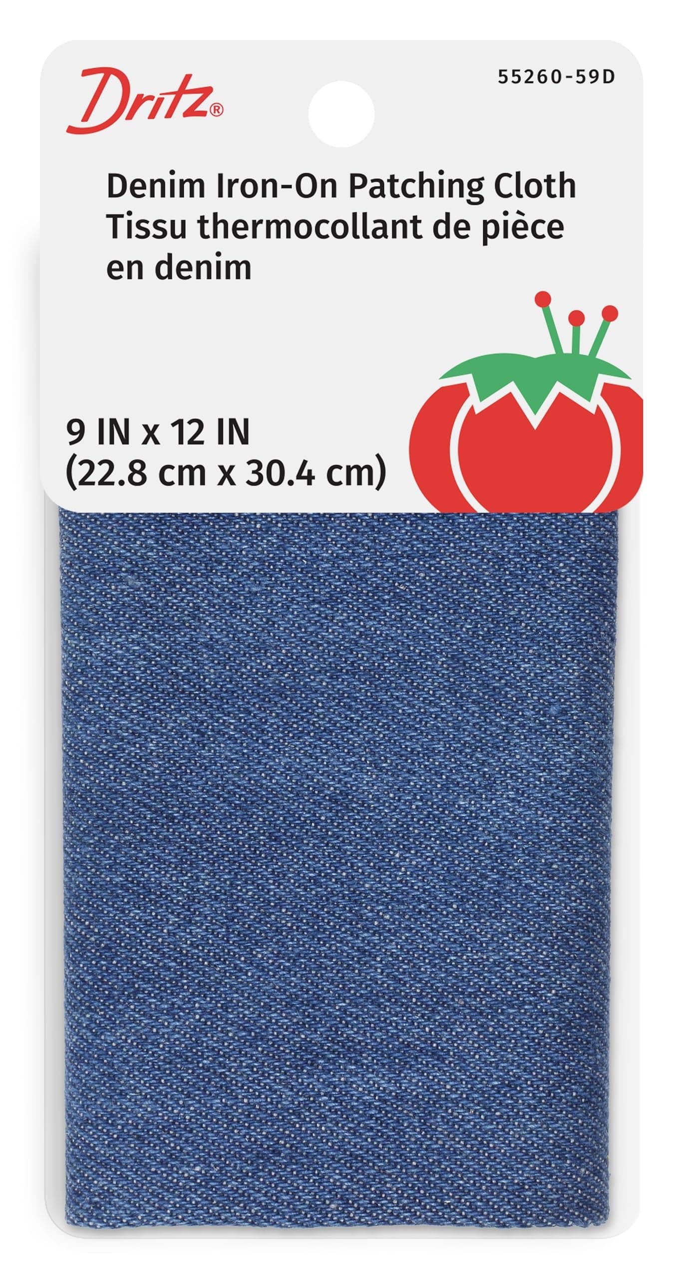 Dritz Denim Iron-On Patching Cloth, 9 x 12-Inch, 1 Count, Faded Blue