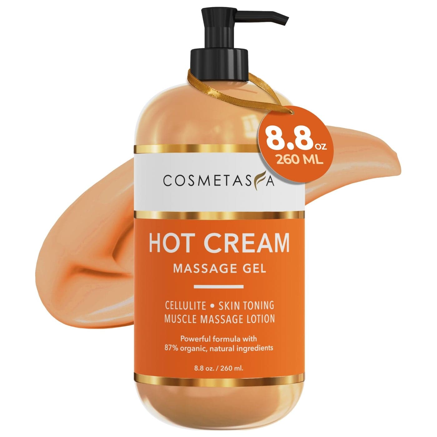 Cosmetasa Hot Cream Massage Gel Natural and 87 Organic Cellulite Cream Multi Use Skin Toning Cream Soothes Aches for Sore Joints and Muscle 88 Ounce
