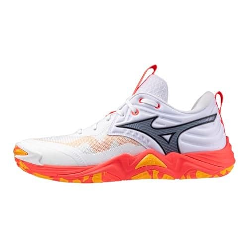 Mizuno Wave Momentum 4 Elite Unisex Volleyball Shoe, White-Fiery Coral, US Mens 5/ US Womens 6.5