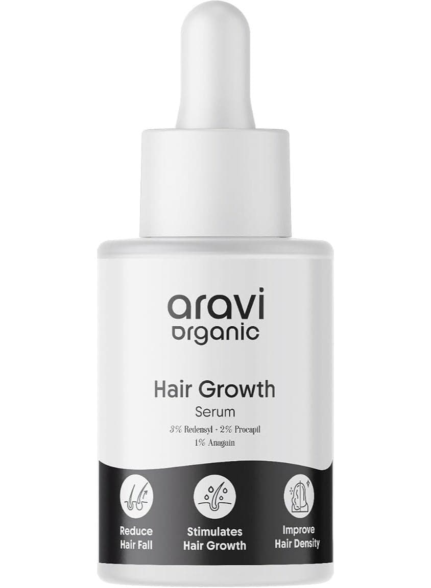 Aravi Organic Hair Growth Serum With 3% Redensyl, 2% Anagain, 2% Procapil - For Hair Growth And Hair Fall Control - For Men & Women - 30 ml