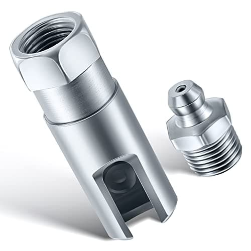 Saillong Grease Gun Coupler with 1/8 inch NPT Threads, Push on Slotted Right Angle 90 Degree Grease Coupler Fits Standard 1/8 inch NPT Grease Hoses, 2.1 Inch Length
