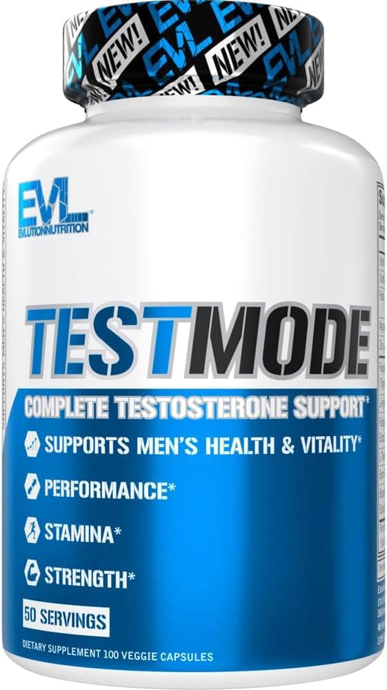 Evlution Nutrition TestMode Complete Testosterone Support Testosterone Supplement for Men Supports Mens Health Vitality Performance Stamina Strength 50 Servings 100 Veggie Capsules