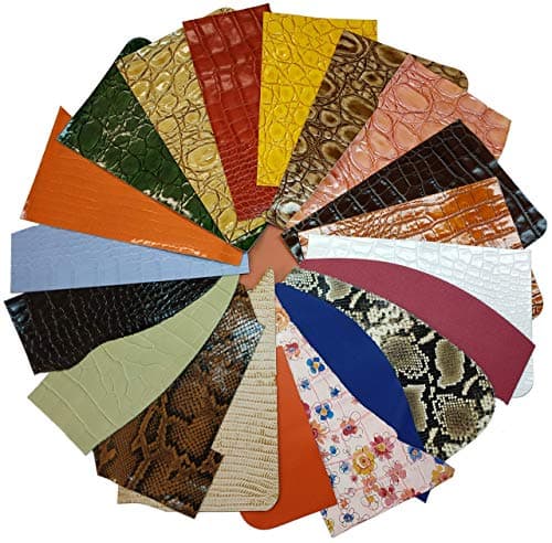 Upon Leather - Embossed and Printed Leather Scraps 1 Pound Medium & Large Pieces | 6-7 Square Feet Cowhide remnants for Crafts, Earrings, Jewelry | More Than 15 Pieces of Bright Happy Leather Colors.