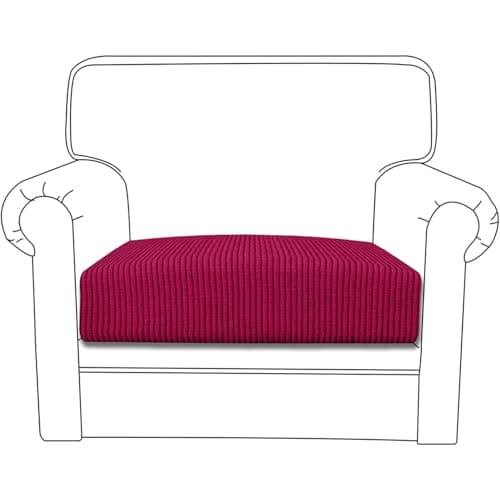 HOKIPO Stretchable Individual Jacquard Textured Seat Cushion Cover, 1 Seater, Maroon (AR-5284-MRN)