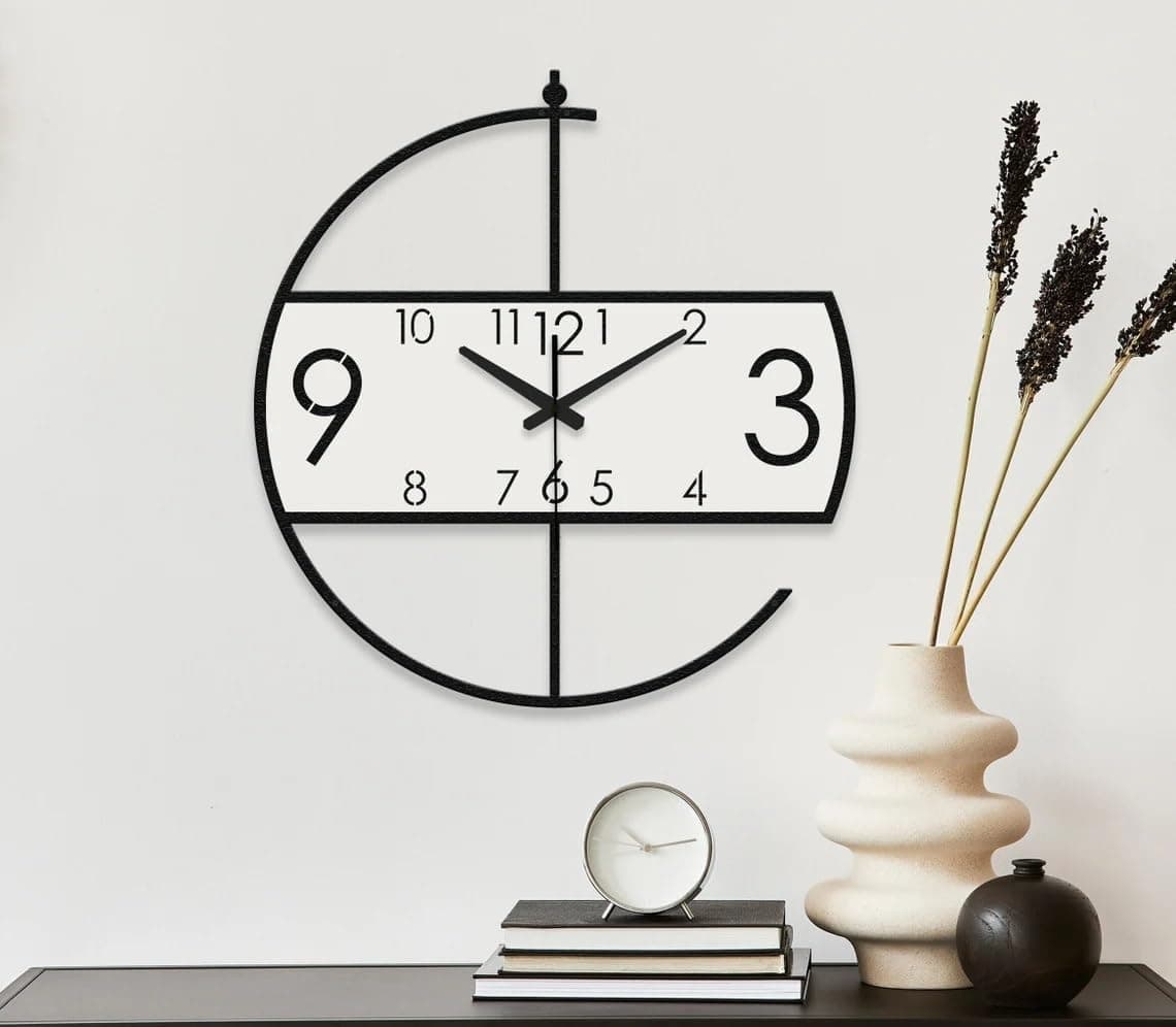 AVVIC MART Stylish Metal Analog Wall Clock for Living Room, Bedroom, Office, Kitchen, Home and Hall | Antique Fancy Big Size Modern Wall Watch for Home Decor (Style-32, 60CM)
