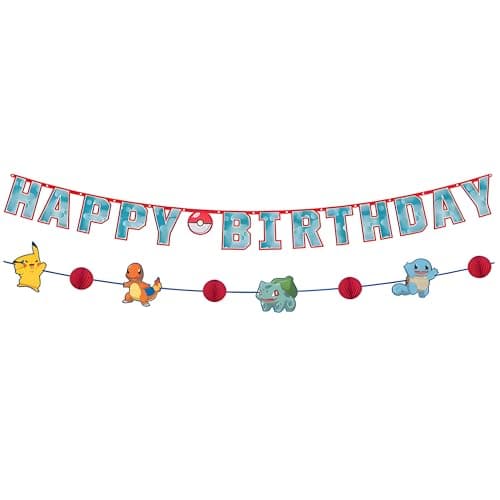 Pokemon Paper Party Banner Kit (Pack of 2) - Easy to Hang Colorful Party Supplies, Ideal Party Decorations for Birthdays, Pokemon Themed Events & Kid's Parties