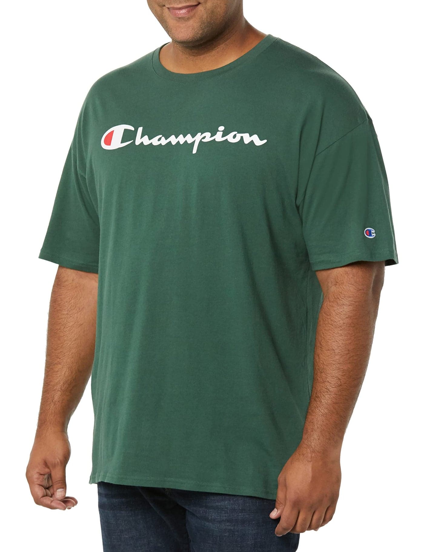 Champion mens Classic T-shirt, Script Logo T Shirt, Dark Green-y07718, X-Large US