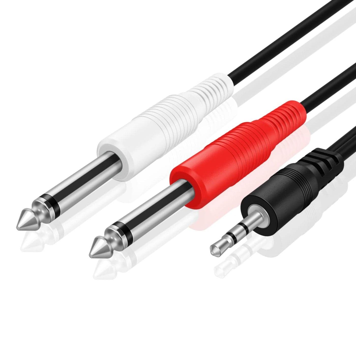 TNP Premium 1/8 to 1/4 Stereo Cable Male to Male 6ft - Dual Y-Connector 1/4 to 1/8 Audio Cable - 3.5mm TRS to Dual 6.35mm TS Cable Compatible with Smartphone, Laptop, Speaker, Amplifier, Audio Mixer