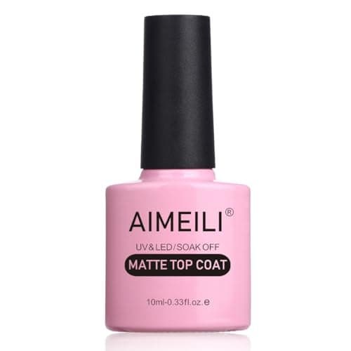AIMEILI Soak Off U V LED Hema Free Gel Nail Polish Cruelty Free Vegan No Wipe Matte Top Coat 10ml