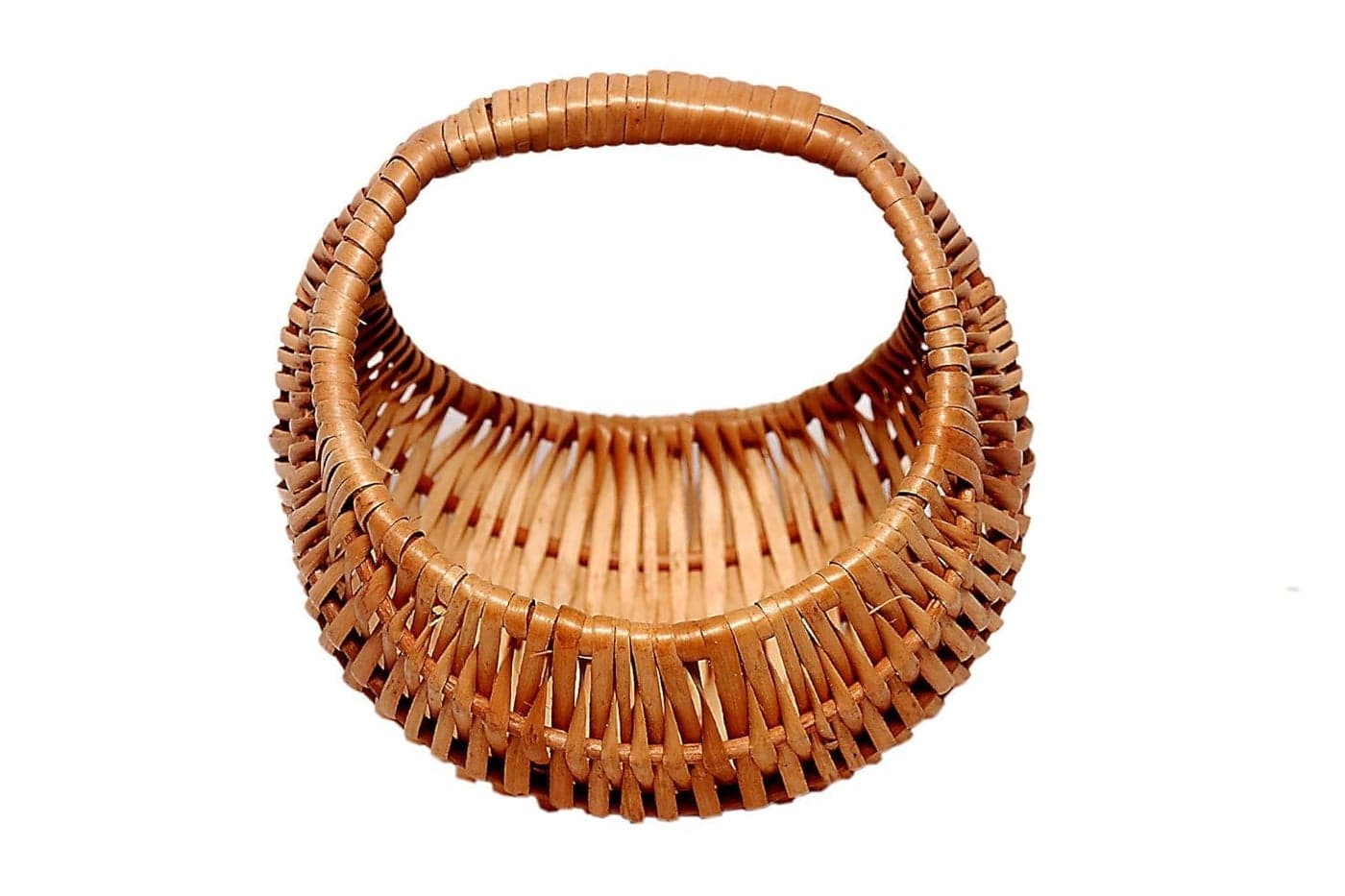 ALEENA CREATIONS Moon Shape Baskets Multipurpose Cane Wicker Baskets Uses for Marriage Gift Hamper, Flower, Chapati, Pooja, Shelf Baskets Storage Baskets, Size- 8 inch, Pack Of 1