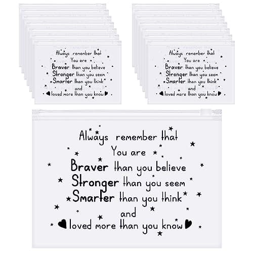 Sotiff 60 Pcs Inspirational Gifts for Women Bulk EVA Cosmetic Makeup Bags Cute Cna Gift Empowering for Staff Appreciation Day Thank You for Teacher Nurse Employee Programmer(You Are Braver,8 x 6 Inch)