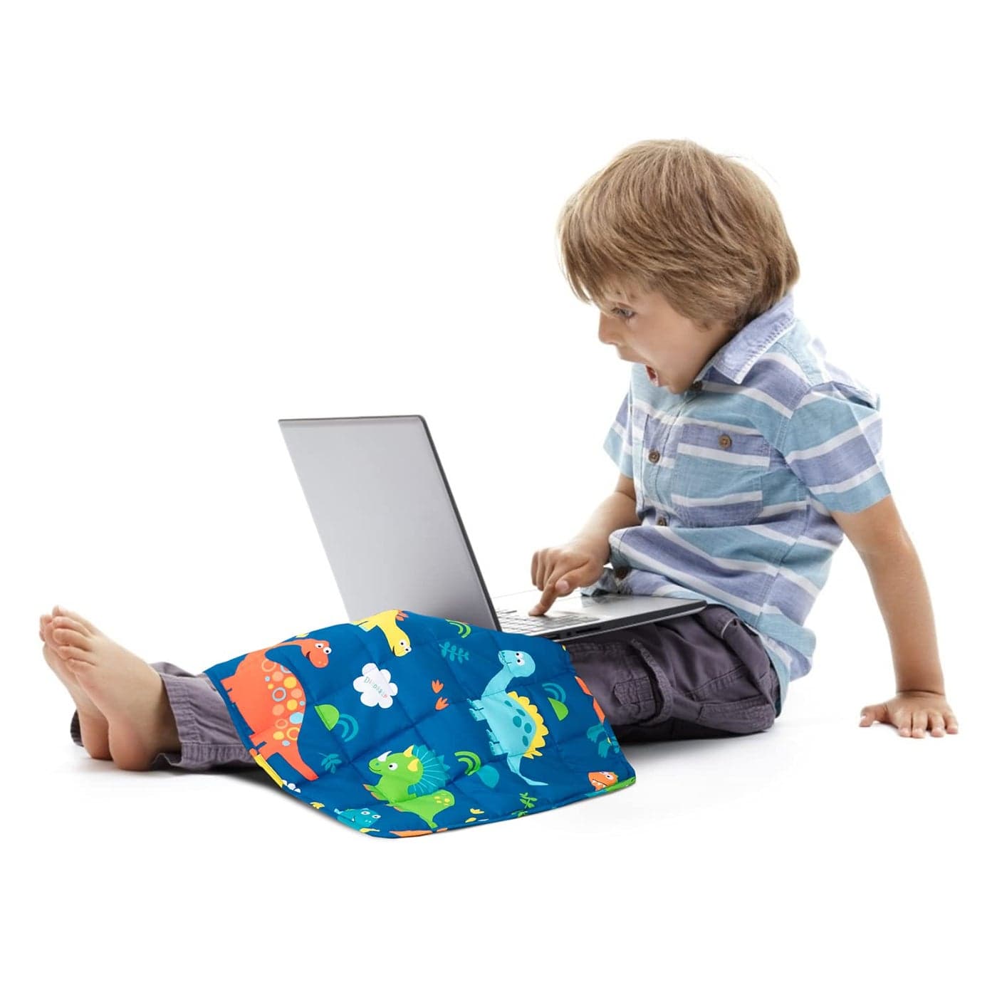 Sivio Weighted Lap Pad 3lbs Cotton Weighted Blanket Sensory Weighted Lap Blanket Indoor Outdoor 20 x 30 Inch Blue Dinosaur