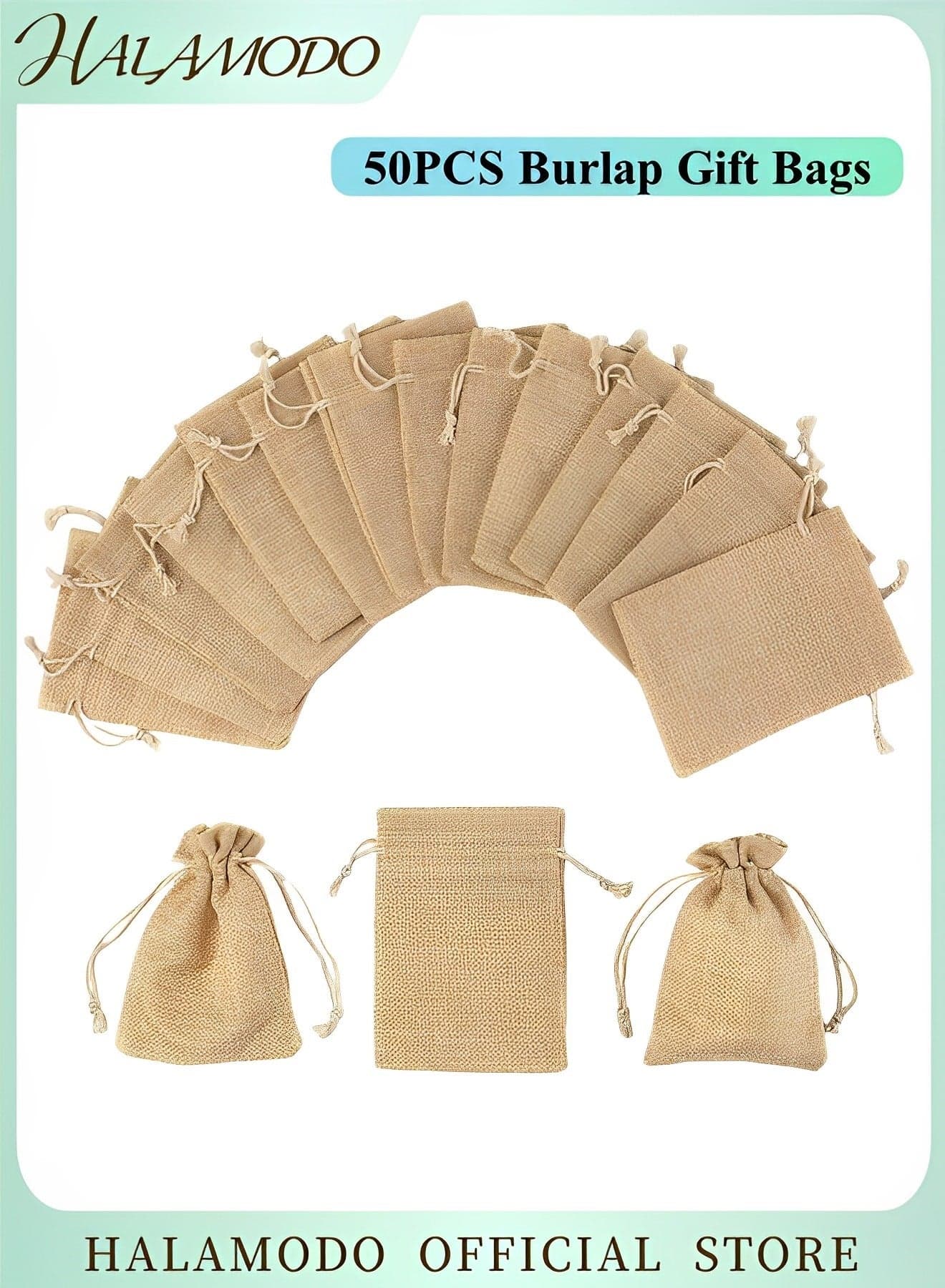 50PCS Burlap Gift Bags with Drawstring Recyclable Linen Sacks Bag Mini Gift Wrapping Bags for Wedding & Favors Party & DIY Craft, 4x5.5 inch
