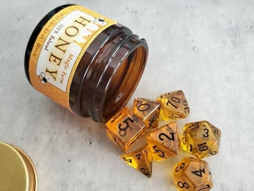 Generic Honey Dice for Dungeons Dragons Polyhedral Food Themed Tabletop RPG Dice Set