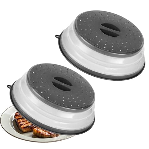 VEVOR Microwave Splatter Covers 2 Pack 104 Collapsible Microwave Lid for Food 300F HeatResistant PP Splatter Guard for Plate Dish MultiUse Kitchen Colander Gadget for Washing Fruits Vegetables