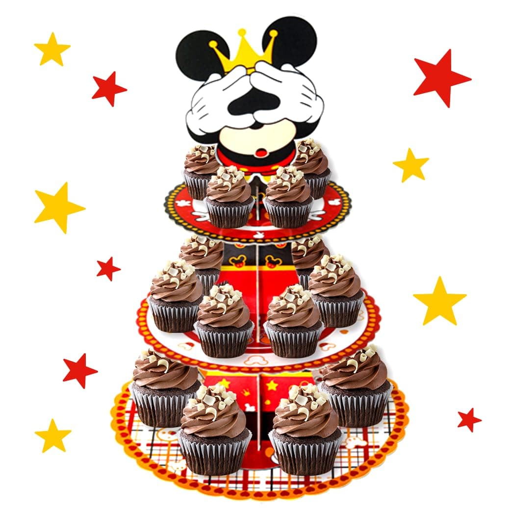 Mouse Head 3-Tier Cupcake Stand Party Favors Dessert Tower Cupcake Holder for Birthday Baby Shower Party Decorations