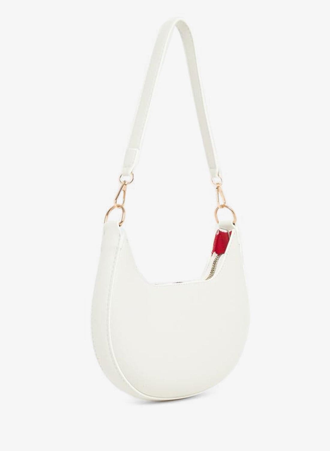 Styli White Half Moon Shoulder Bag with Detachable Strap