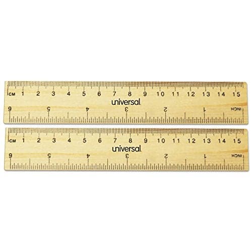 Universal UNV59024 6 in Long StandardMetric Flat Wood Ruler 2Pack
