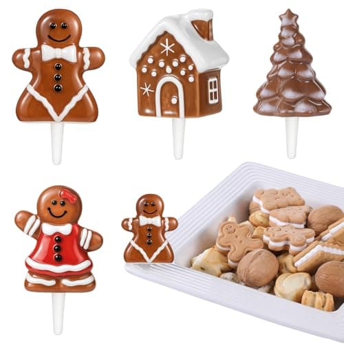 Yiyiring 4 Pcs Christmas Handpainted Ceramic Gingerbread Man Decor Ceramic Mini Christmas Plate Decor Gingerbread House Cauldron Pot for Serving Dishes Platter Home Party Supply
