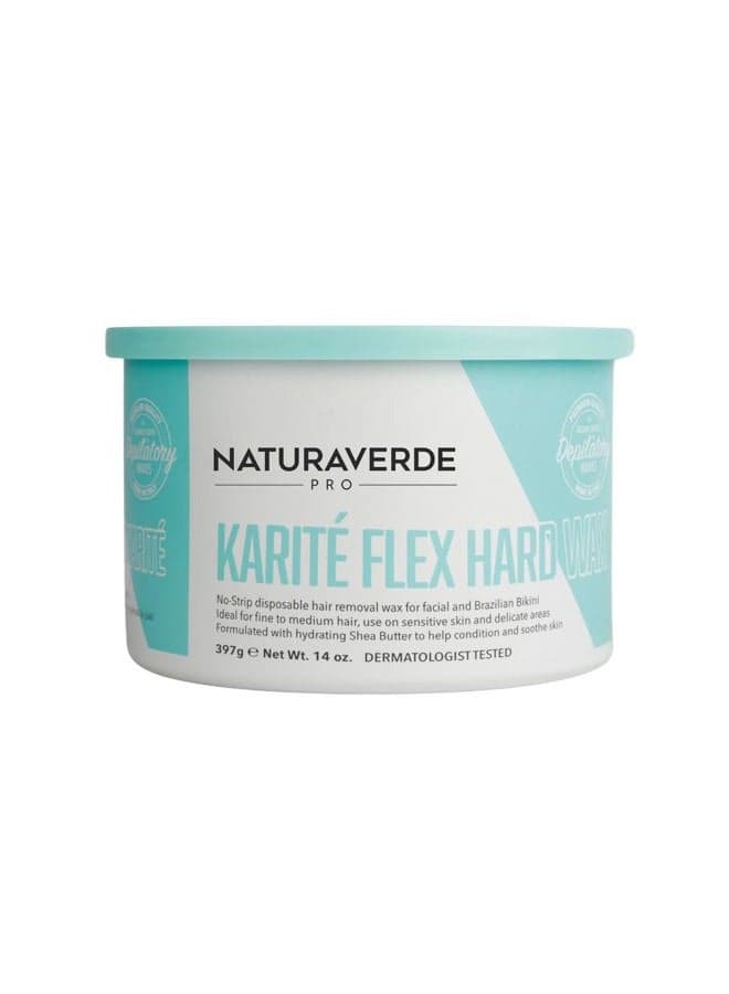 Pro Karite Flex Hard Wax, Body and Facial Hair Removal, Brazilian Bikini Wax for Women with Hydrating Shea Butter and Vitamin E - 14 oz
