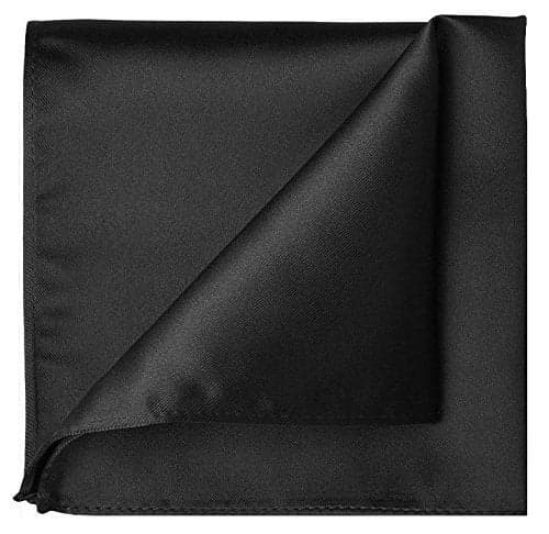 KissTies Solid Black Satin Pocket Square Mens Handkerchief