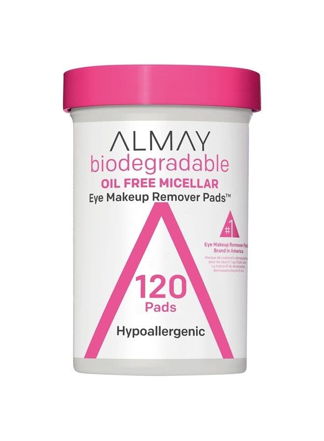 Makeup Remover Pads, Micellar Gentle, Longwear & Waterproof, Hypoallergenic, Fragrance Free, Dermatologist & Ophthalmologist Tested, 120 Pads (Pack of 1)