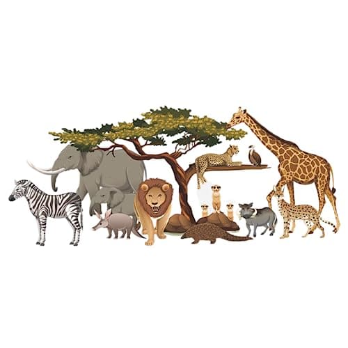 JAAMSO ROYALS Cartoon Jungle Zoo Animal Wall Stickers for Kids, Wall Stickers for Kids Room, Kids Wall Stickers for Kids Room, Kids Room Wall Sticker