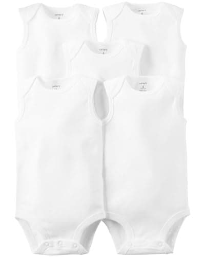 Carters Unisex Baby 5-Pack Sleeveless Original Bodysuits, White, Size 6 Month