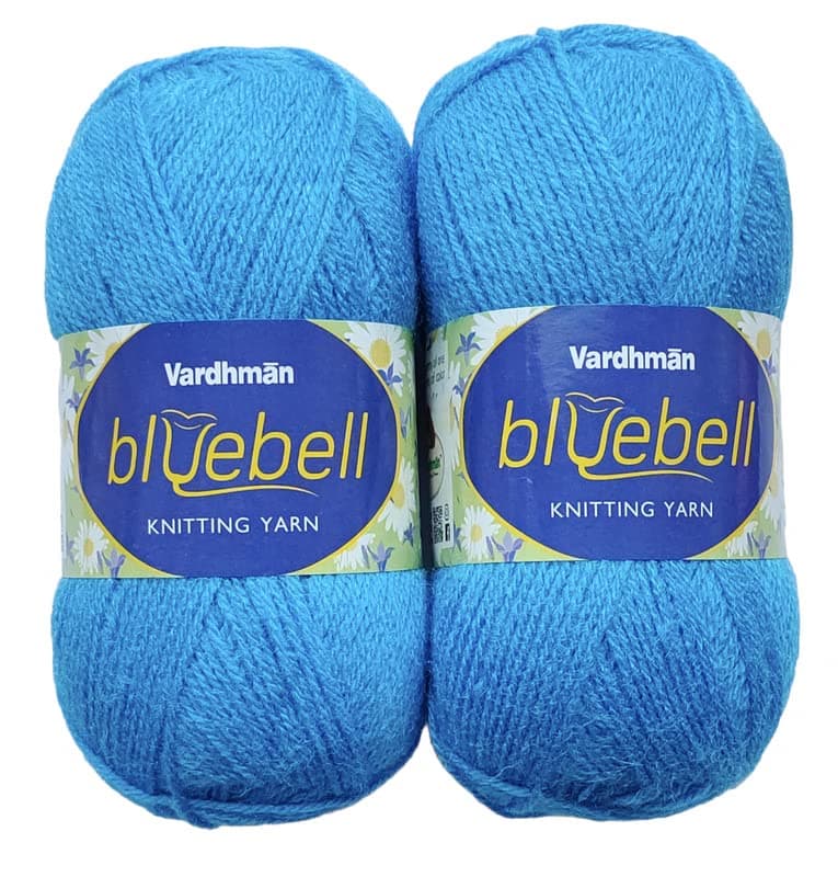 Vardhman Bluebell 400 GM 1 Ball 100 GM Each Wool Ball Hand Knitting WoolArt Craft Soft Fingering Crochet Hook Yarn Needle Acrylic Knitting Yarn Thread Dyed Shade No79