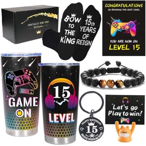 Carselage 15 Year Old Boy Gifts, 15th Birthday Gifts Decorations for Son, Gamer Gifts for Teenage Boy, Christmas Gift for Kids, Nephew, Grandson, Brother