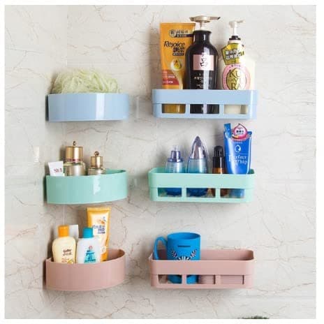 SHOPITECH Combo of 6 PCS Bathroom Shelf RackKitchen ShelfWardrobe ShelfPerfume Rack Plastic Wall Shelf 3 Bathroom Shelves 3 Corner Shelf Bathroom