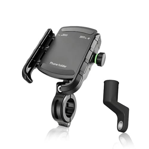 AUTOGUYS JG05 Mobile Holder for Bike Motorcycle Scooter Bicycle Bike Mobile Holder with Handlebar & Mirror Dual Fittings Cellphone Holder for Maps GPS Navigation 360° Rotation Phone Mount-Black