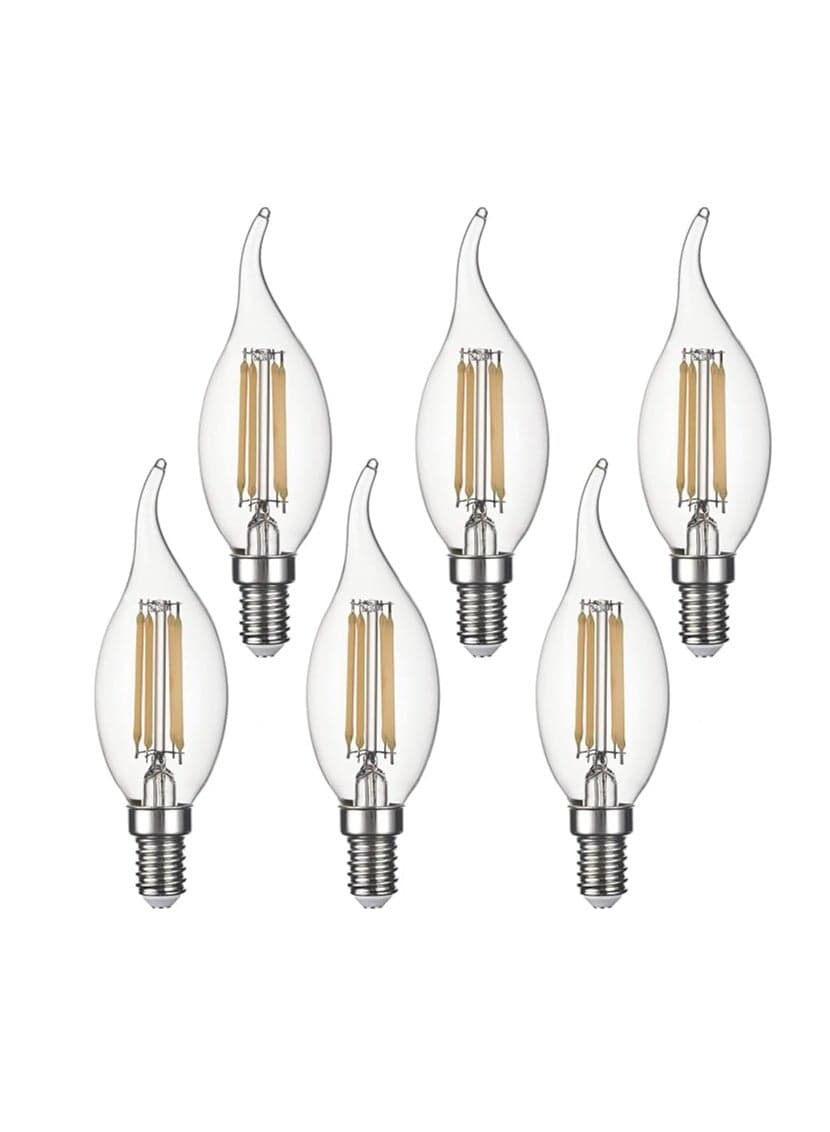 E14 LED Bulbs Candle Vintage Filament Led Light Bulbs,CA35 Small Screw Flame No Flicker Edison Screw LED Bulbs - 4W (40W Equivalent) 420LM Warm White 2700K,Non-dimmable 6 Packs