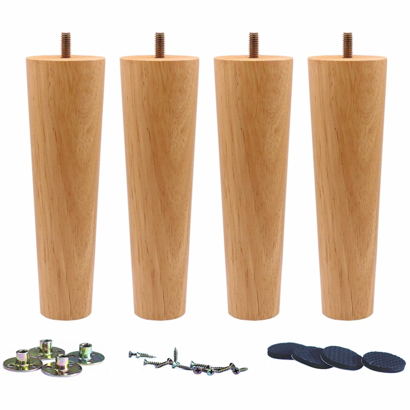 WEICHUAN Round Wooden Replacement Furniture Chair Ottoman Loveseat Coffee Table Cabinet Sofa Couch Legs 8 inch Heavy Duty 8 Straight Set of 4