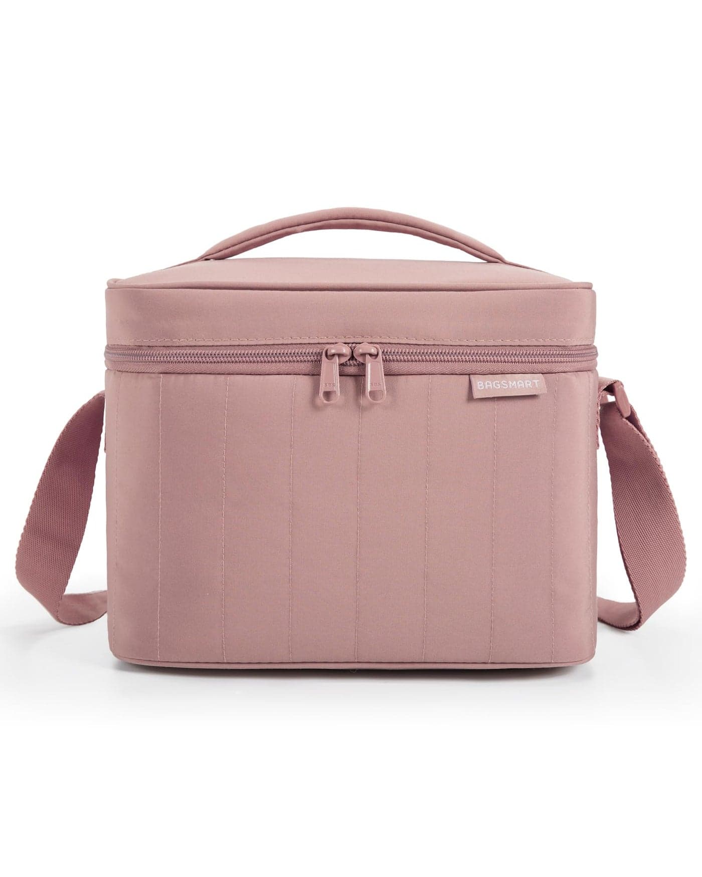 BAGSMART Lunch Box for Women Insulated Lunch Bag Cute Puffer Lunch Tote Bags Lightweight Quilted Reusable Cooler for Work School Picnic or Travel Dusky Pink