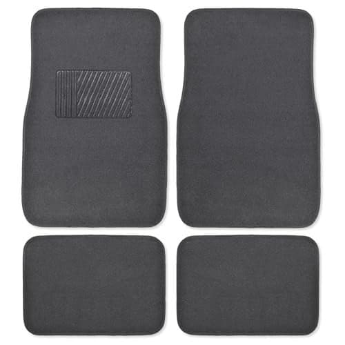 BDK Classic Carpet Floor Mats for Car & Auto - Universal Fit -Front & Rear with Heelpad (Charcoal) - MT100CC